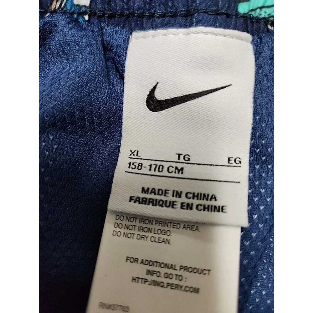 Nike Boys XL Navy Blue Sneaker Print‎ Swim Trunks Mesh Lined NESSF806-400